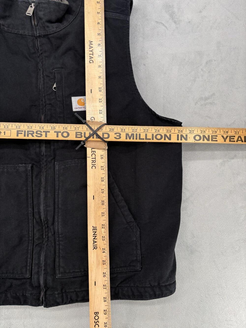 Carhartt Vest Mens 2XL Black Lined Insulated Canvas Workwear Full Zip OV4277-M - Picture 8 of 10